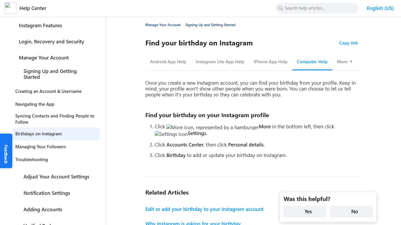 Find your birthday on Instagram Instagram Help Center