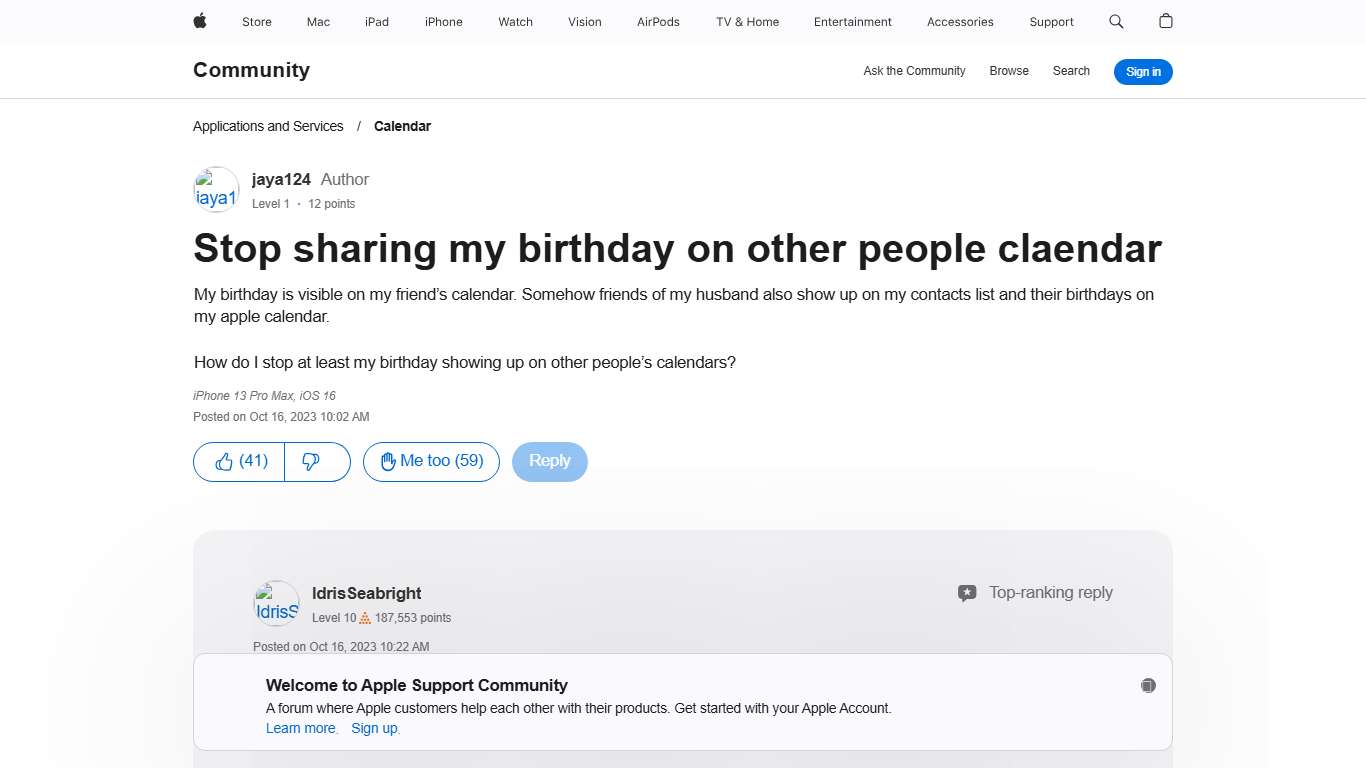 Stop sharing my birthday on other people … - Apple Community